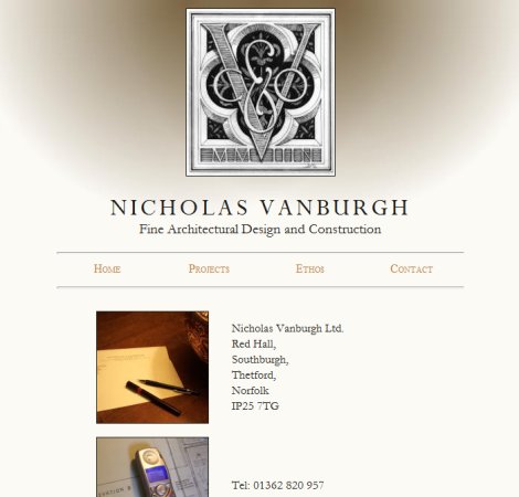 Nicholas Vanburgh Website Screenshot